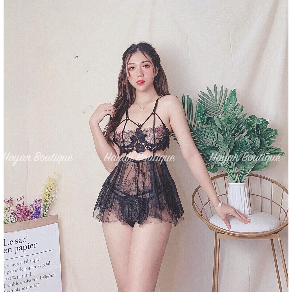 Váy ngủ sexy ngực dây buộc, đầm ngủ gợi cảm mặc nhà QUẢNG CHÂU #HT68