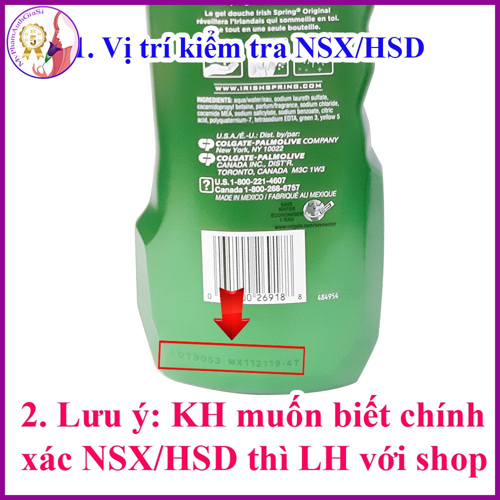 Sữa tắm Irish Spring cho nam loại sạch tế bào chết và khử mùi 532ml Mỹ