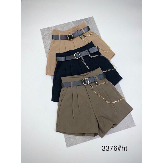 Quần Short Nữ Cạp Cao tôn dáng kèm đai