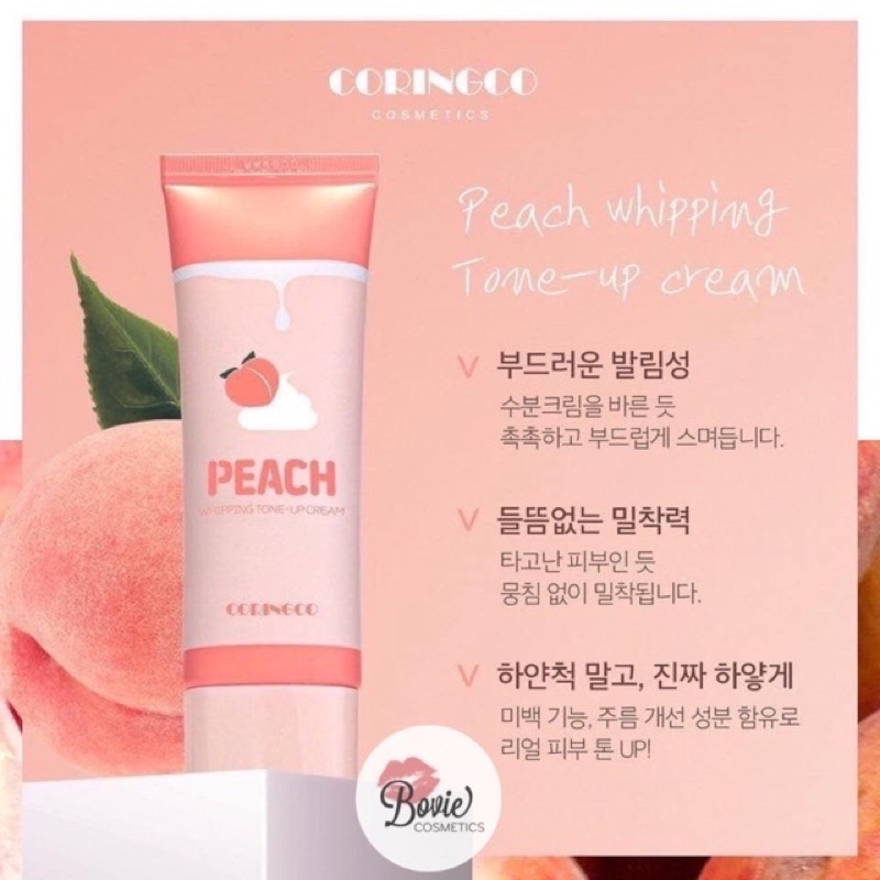 Kem đào dưỡng trắng nâng tông da Coringco Peach Whipping Tone Up Cream