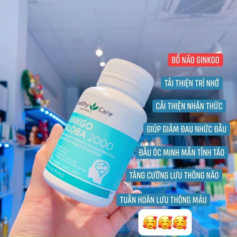 Viên Uống Bổ Não Healthy Care Ginkgo Biloba 2000, Bổ não Úc - 100 viên