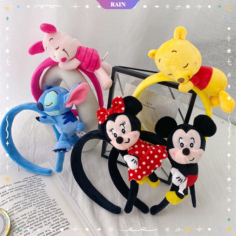 DISNEY Băng Đô Bằng Vải Bông Họa Tiết Stitch / Heo / Mickey Minnie Dễ Thương Thoải Mái Thời Trang Cho Nữ
