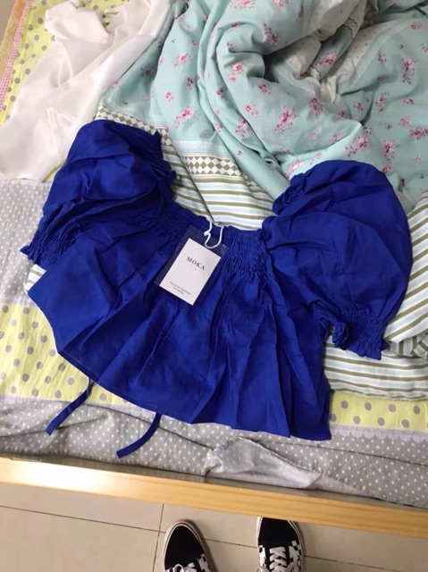 Áo sơ mi cổ vuông bo chun siêu xinh