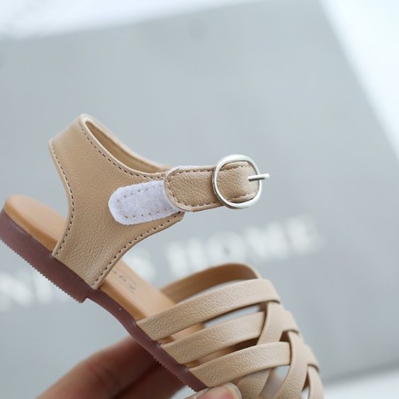 Giày sandals dây thắt nơ màu sắc đơn giản cho bé
