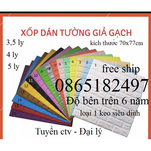 [ Free Ship Toàn Quốc ] - Sỉ lẻ xốp dán tường giả gạch 9k (kt 70x77cm)
