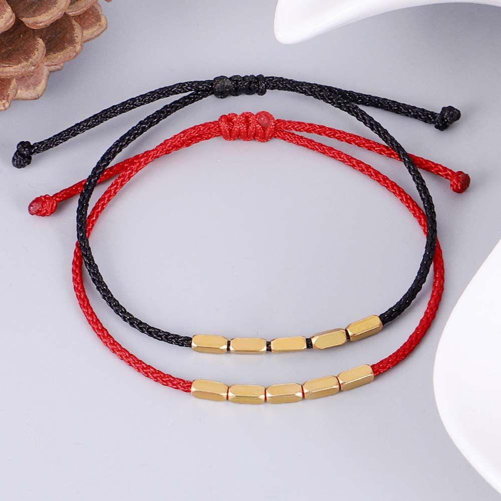 AROMA Vòng Tay Chuỗi Hạt Màu Đỏ Đen May Mắn Cho Nam Và Nữ