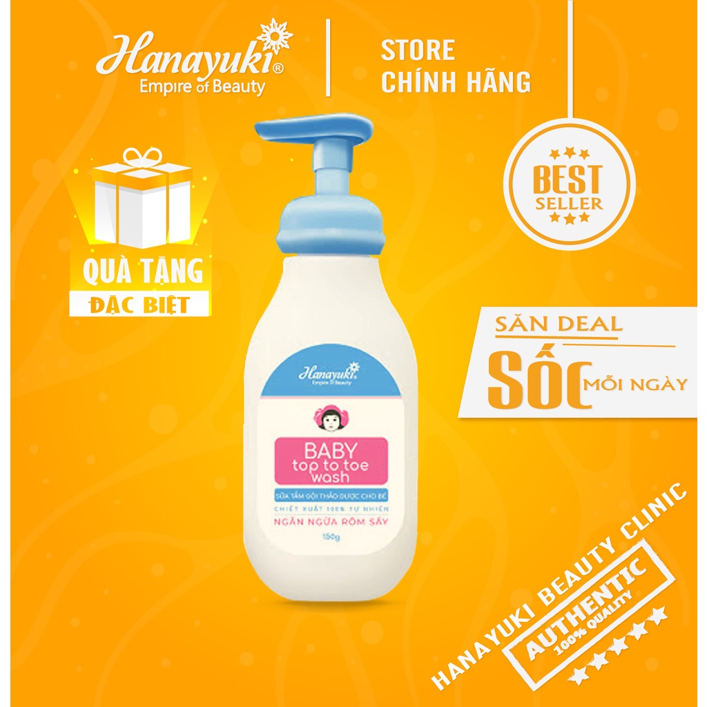 Sữa tắm gội thảo dược quý cho bé Hana Baby top to toe wash Chính Hãng 100%- Hanayuki Asia