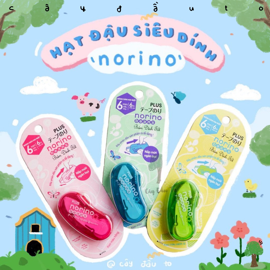Băng Keo Kéo Hạt Đậu Norino Siêu Dính Nhỏ Gọn Tiện Lợi Khi Mang Ra Ngoài Ba Màu Sắc Plus Nhật Bản Cây Đầu To