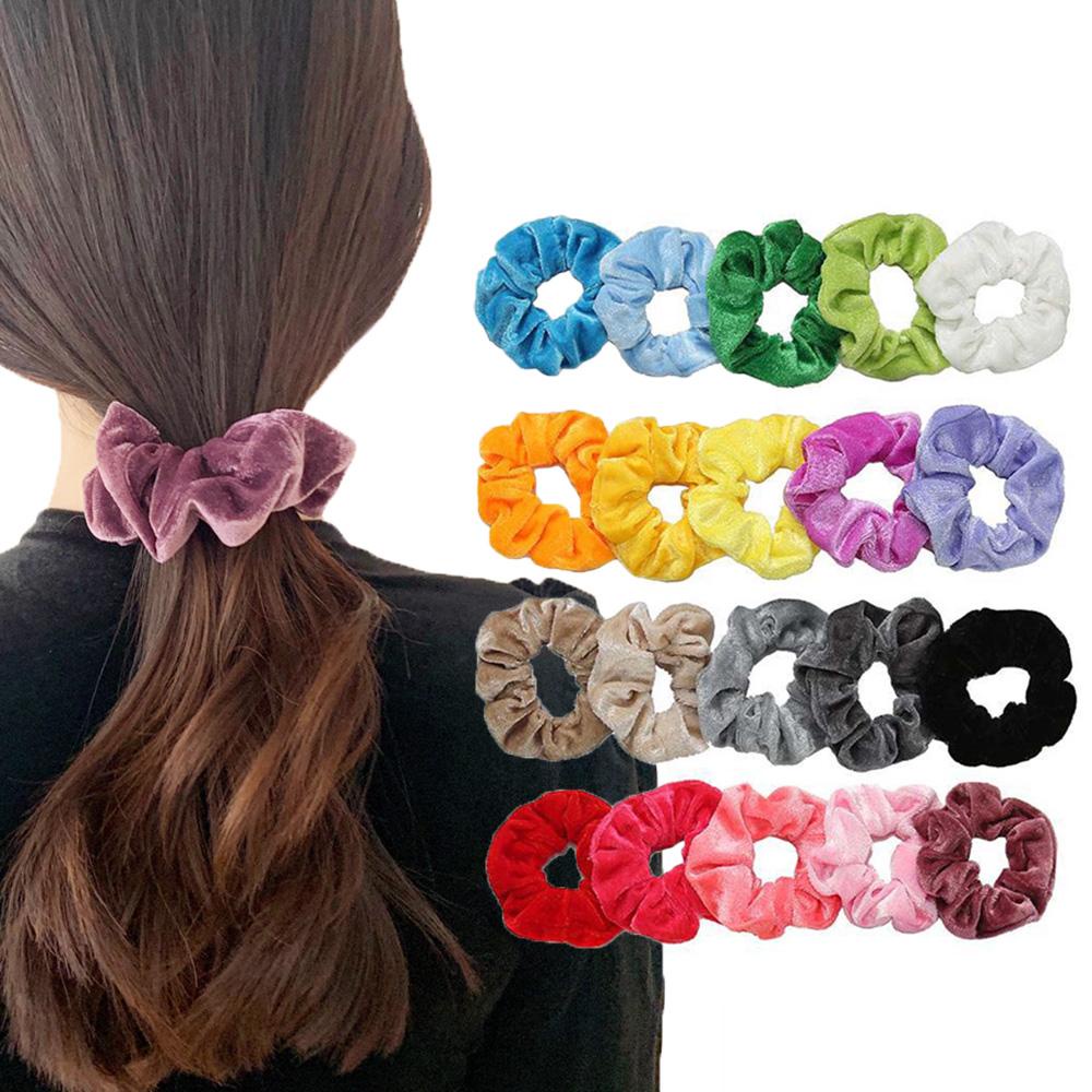 Dây Buộc Tóc Vải Nhung Co Giãn Màu Trơn Dành Cho Nữ