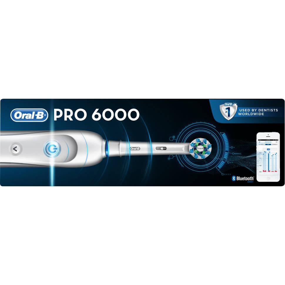 [Made in Germany] Bàn chải điện Braun Oral-B Pro 6000 Smart Series, kết nối Bluetooth, 4 bàn chải thay thế, 6 tính năng