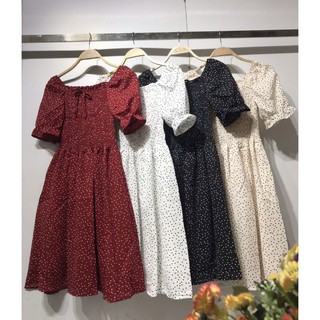 Váy nhún smoke chấm bi