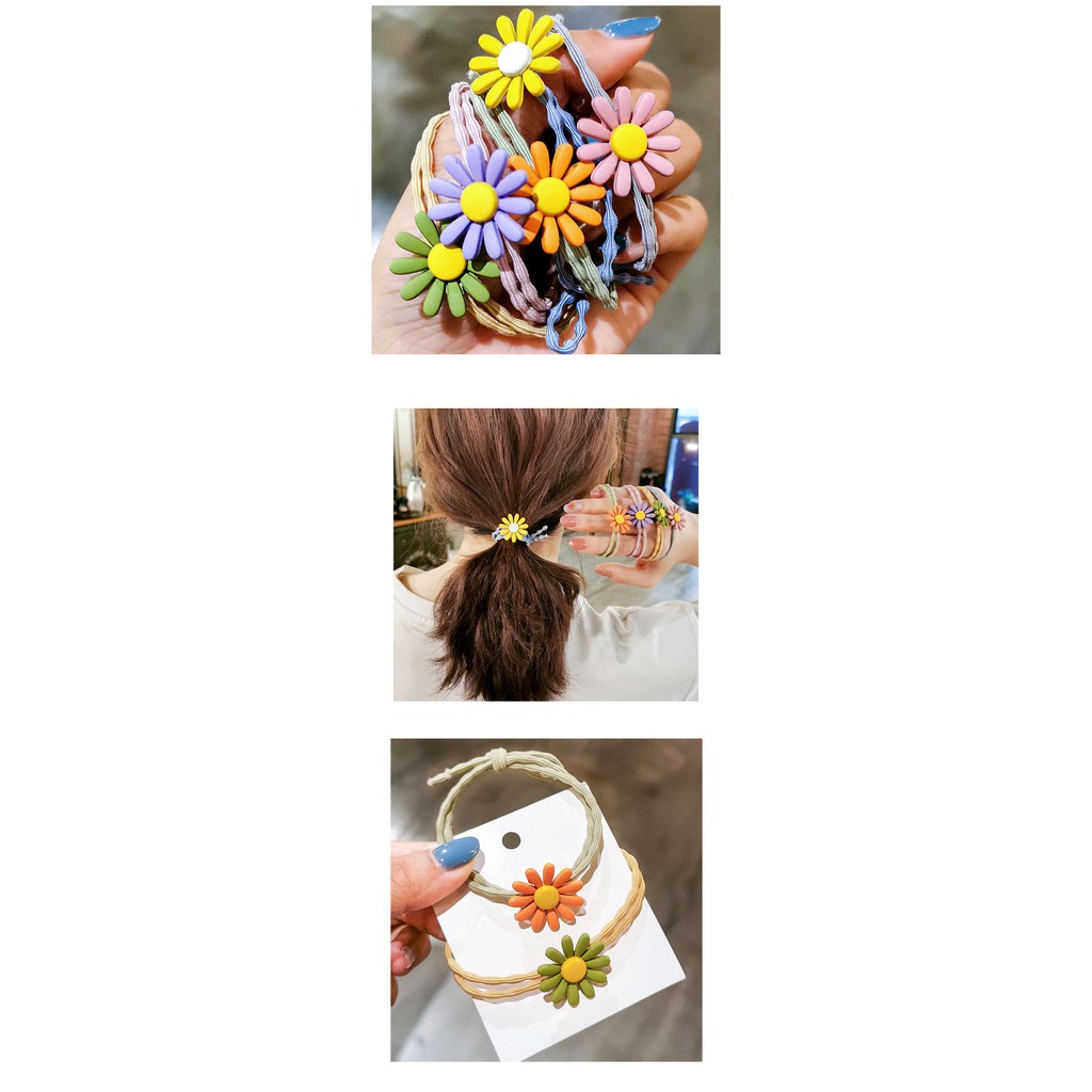 Sẵn - Dây cột tóc hoa cúc đủ màu phong cách Hàn Quốc