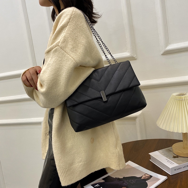 Túi xách nữ, túi đeo vai vuông nhỏ da trần có nắp khóa phong cách Hàn Quốc Little_Lisa_Store 694