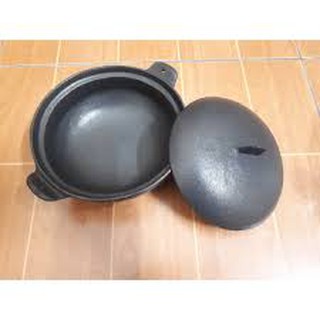 Tộ gang kho cá chống dính màu đen giữ nóng lâu có nắp kèm theo