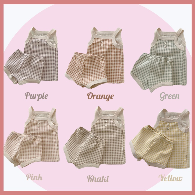 Set Áo Sơ Mi Caro + 1 Quần Short Thời Trang Cho Bé Gái Dễ Thương
