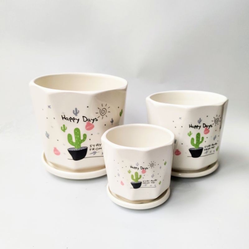 Chậu gốm sứ để bàn hoạ tiết trồng cây để bàn trang tri