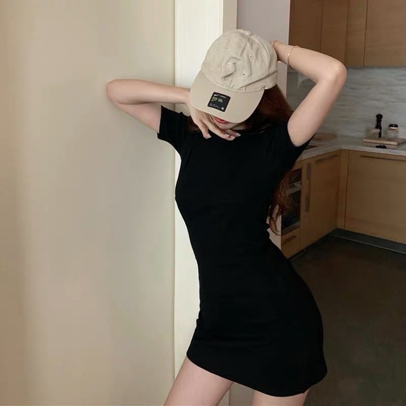 Đầm ôm boby tay ngắn chất thun Free Size 40-53kg dành cho nữ cá tính sexy | WebRaoVat - webraovat.net.vn