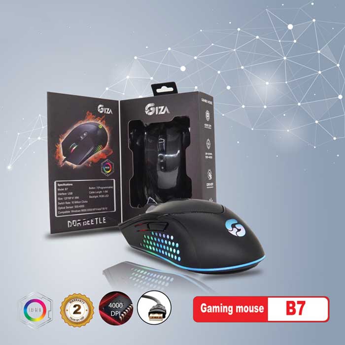 Chuột Chơi Game Giza B7 LED RGB Cao Cấp Kết Nối USB CÓ Dây 1.6M Bảo Hành Chính Hãng 12 Tháng