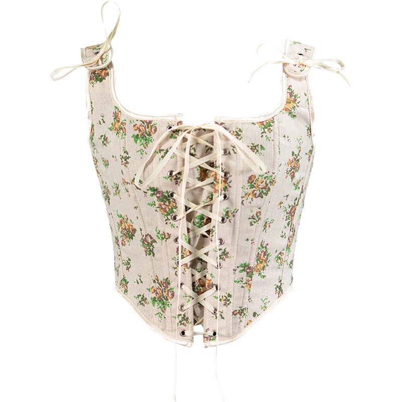 Áo Crop Top Nữ In Hoa Phong Cách Vintage Gợi Cảm