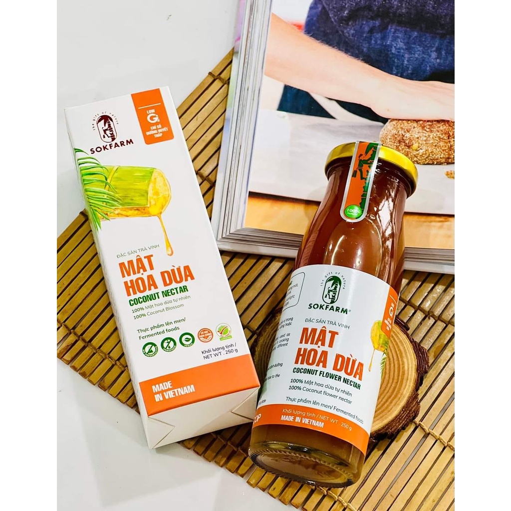 Mật hoa dừa Sokfarm Trà Vinh (Chai 250g) - Ổn định đường huyết, bổ sung khoảng chất