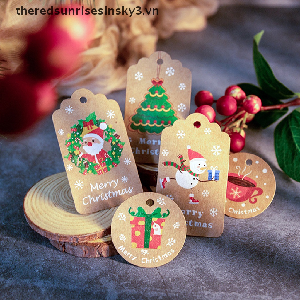 Set 100 Thiệp Giấy In Chữ Merry Christmas Dùng Trang Trí Giáng Sinh