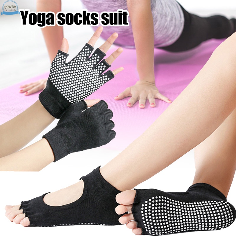 Bộ Găng Tay + Găng Tay Thoáng Khí Chống Trượt Chống Trượt Dùng Tập Yoga/Thể Thao