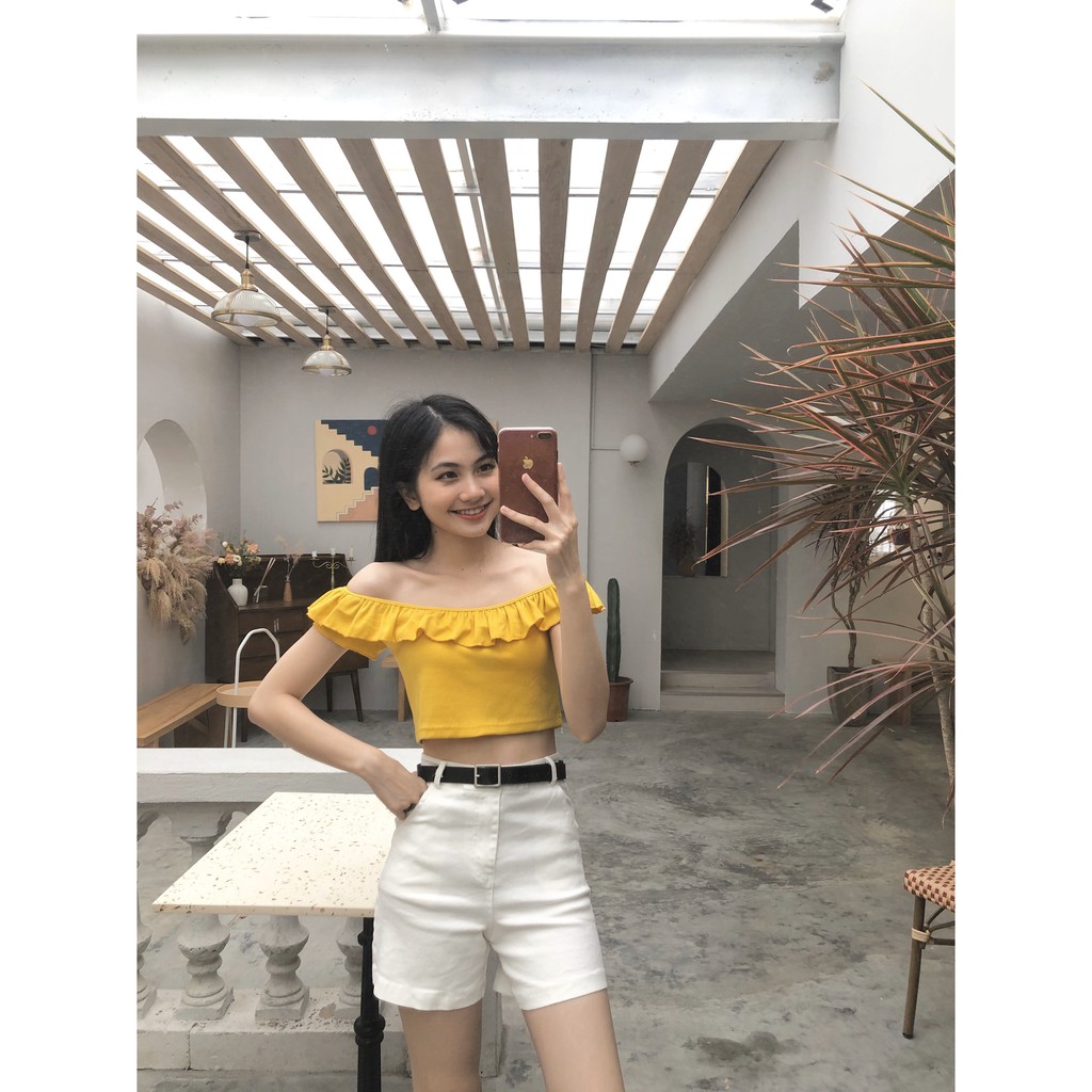 ÁO TRỄ VAI VIỀN BÈO LEN TĂM MẶC NHIỀU KIỂU QUẢNG CHÂU - ÁO CROPTOP BÁNH BÈO TÍM HOT