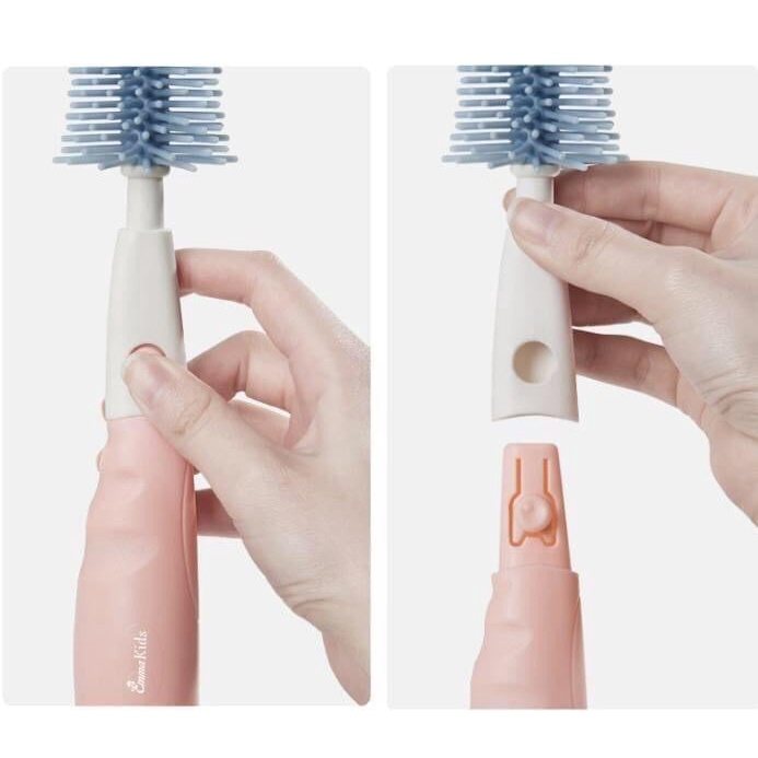 Set cọ rửa bình sữa EMMA KIDS - Bộ cọ bình silicon cao cấp 4 chi tiết