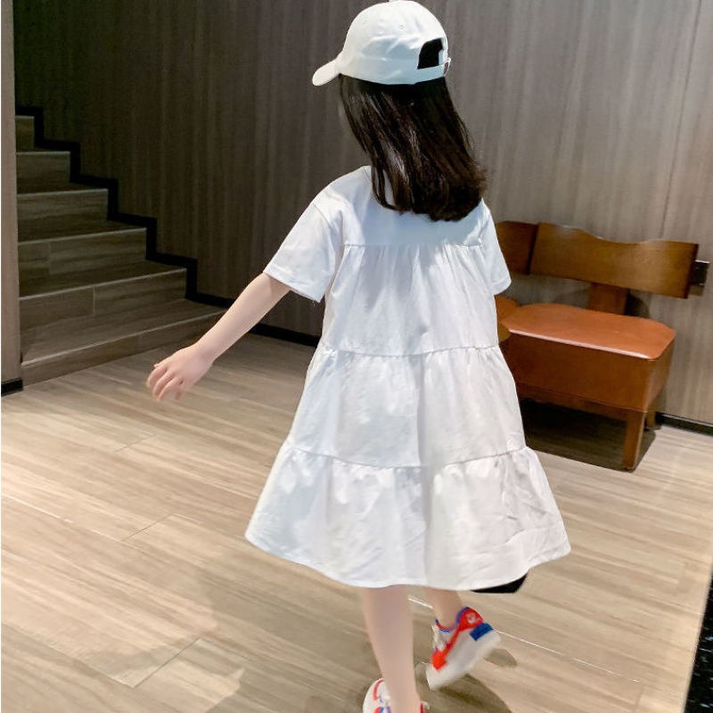 Đầm Dáng Rộng In Họa Tiết Hoạt Hình Phong Cách Hàn Quốc Thời Trang Mùa Hè Cho Bé Gái