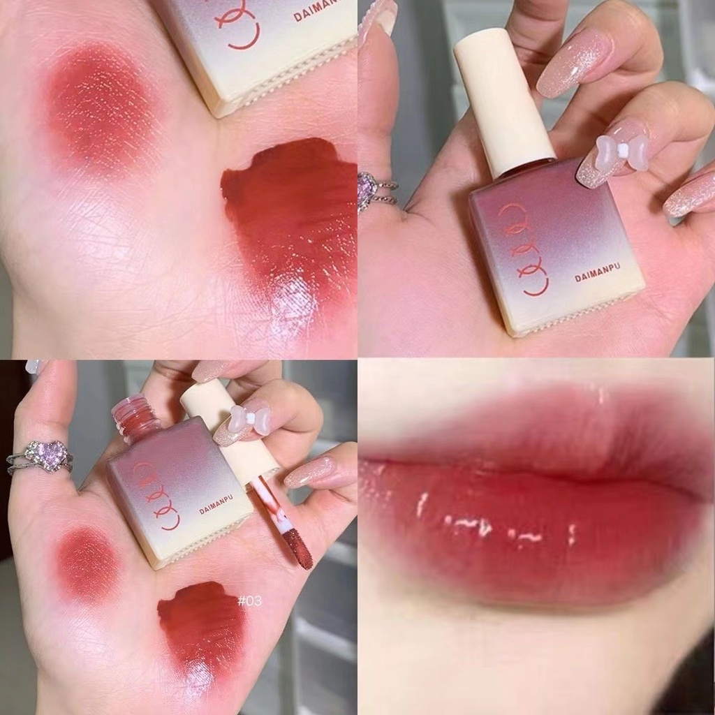 Son Bóng DAIMAPU Dưỡng Ẩm Sáng Bóng Lâu Trôi Trang điểm Màu Sắc Tươi Sáng