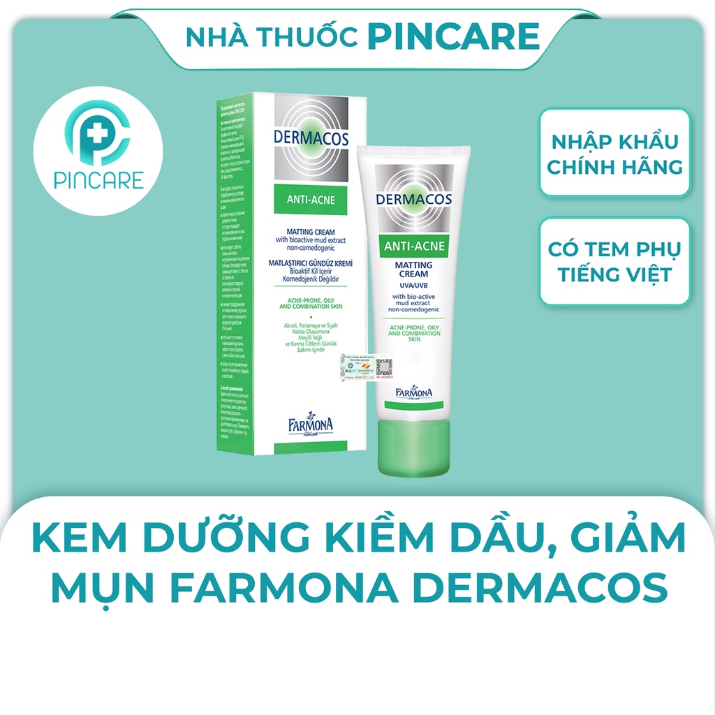 Kem dưỡng Farmona Dermacos Anti Acne Matting Cream 50ml giảm bóng nhờn ngừa mụn - Hàng chính hãng - Nhà thuốc PinCare