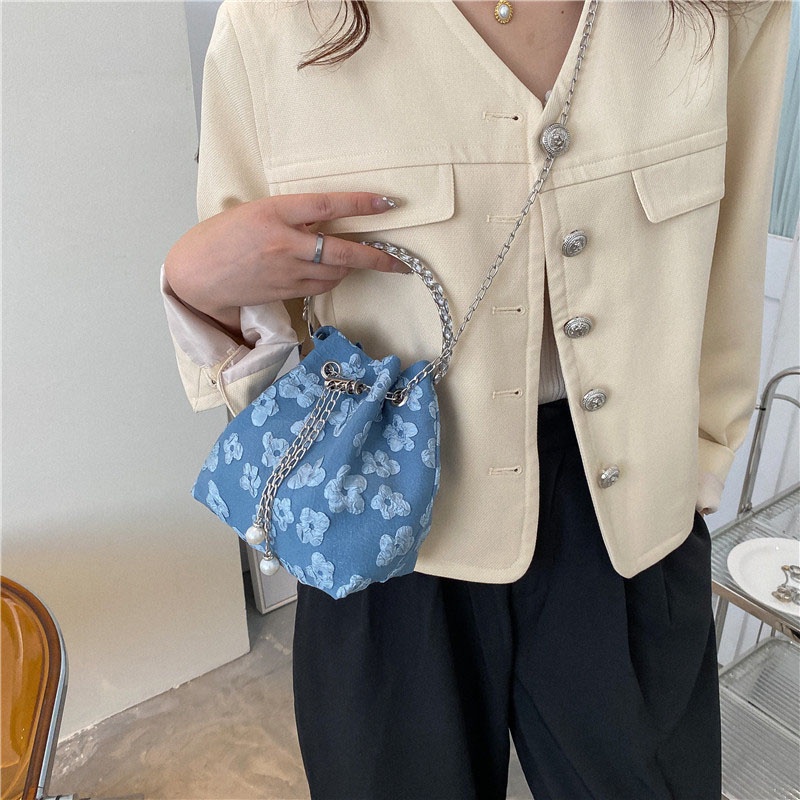 Túi vải đeo chéo dây rút IELGY thời trang đơn giản cho nữ