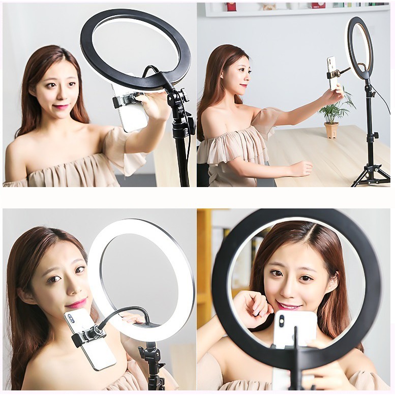 Đèn Led Livestream Cao Cấp - Bộ Đèn Live 26cm, Chân Dài 2M1 - Hàng Chất Lượng