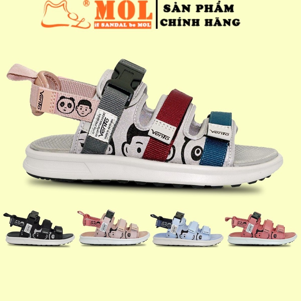 Giày sandal Vento nữ 3 quai ngang vải dù có quai hậu tháo rời mang đi học đi biển du lịch NB80R