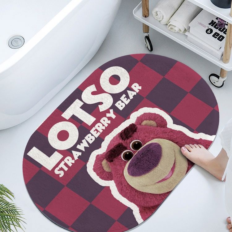 Thảm Chùi Chân Thấm Hút Tốt In Họa Tiết Gấu Dâu Tây Hoạt Hình Đáng Yêu