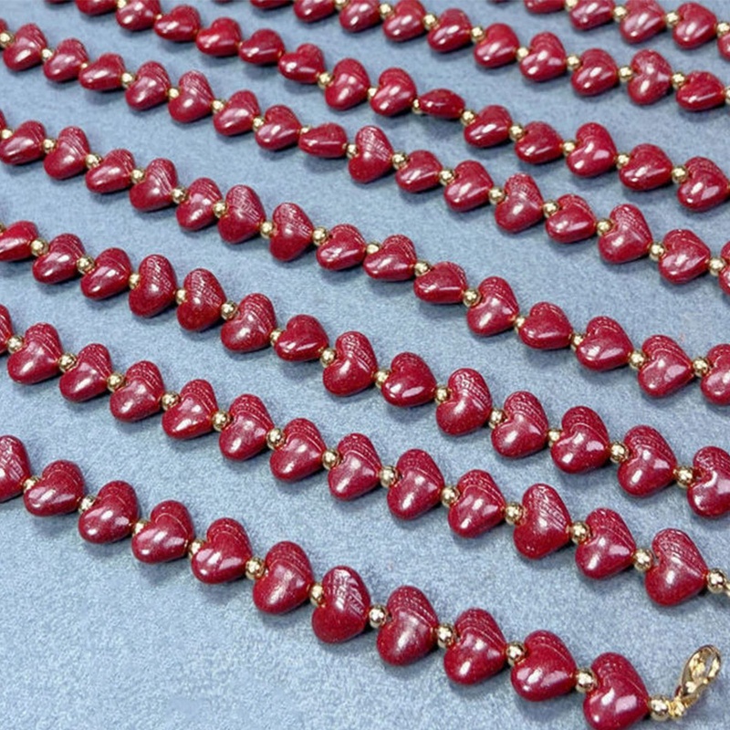 Vòng Tay Chuỗi Hạt Hình Trái Tim Màu Tím / Vàng Tự Nhiên