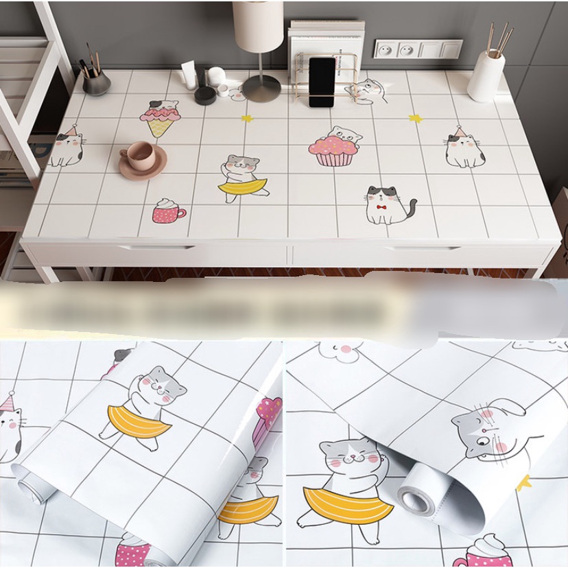 Decal dán bếp 1 mét dài khổ 60cm, họa tiết hoạt hình,hoa lá trái cây siêu đẹp HH001