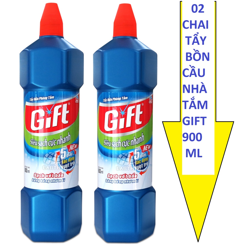 Chai Nước tẩy Toilet, nhà tắm Gift 900ml Siêu Sạch Cực Nhanh