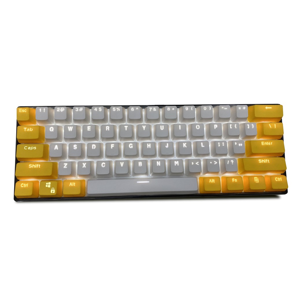 Keycap màu vàng và trắng, 61 key PBT keycaps Sự kiện đặc biệt Keycaps, bàn phím cơ hai màu có đèn nền keycaps GH60 / RK61 / ALT61 / Annie / GK61 keycaps poker keycaps chơi game (chỉ bán keycaps)