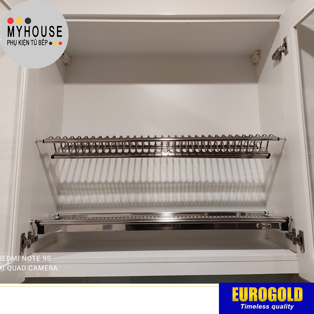 Kệ úp bát đĩa chữ V EUROGOLD Inox 304, giá để chén bát tủ trên, phụ kiện tủ bếp