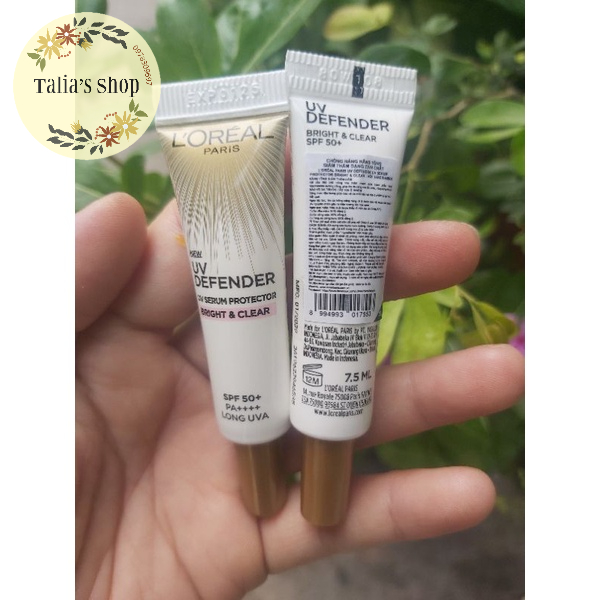 7.5ml - KEM CHỐNG NẮNG Loreal UV Defender SPF50+PA++++ Bright& Clear - TUÝP MINI
