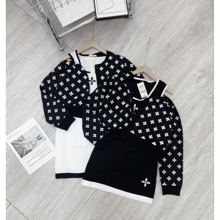 SET VÁY LEN 3 MÓN ÁO BA LỖ ÁO KHOÁC DA CÁ SIÊU ĐẸP