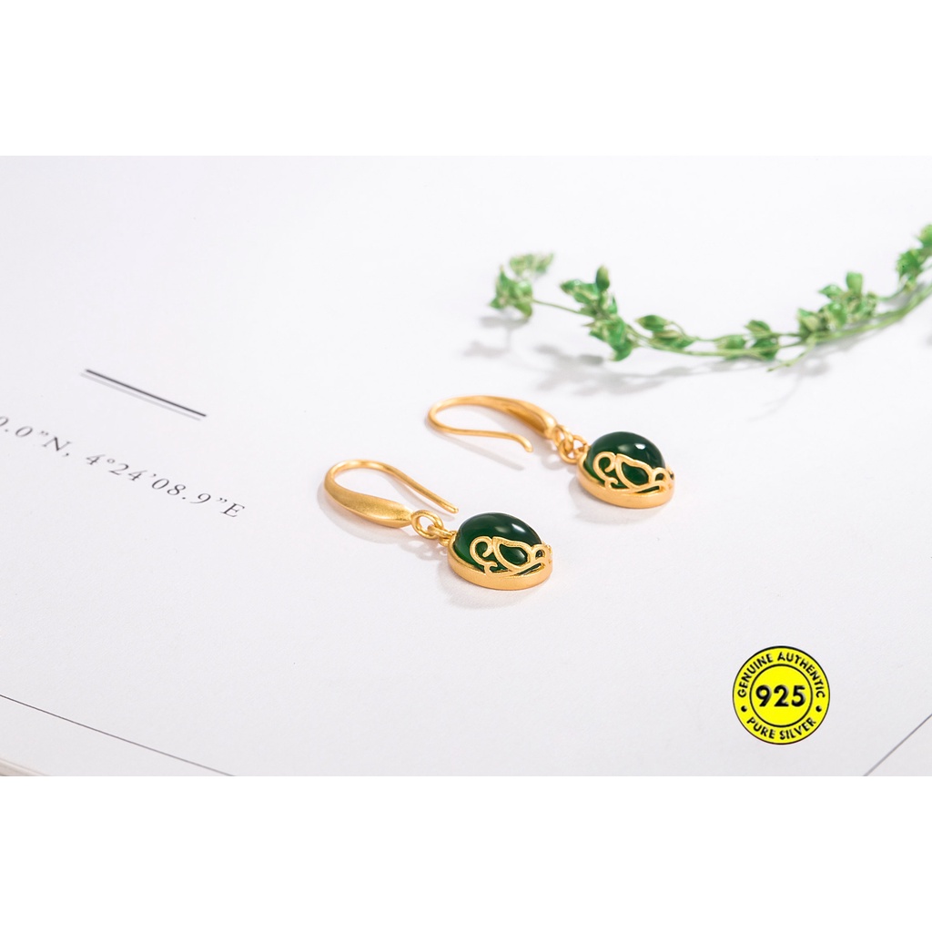 Bông Tai Mạ Bạc 925 Phong Cách Retro Trung Hoa