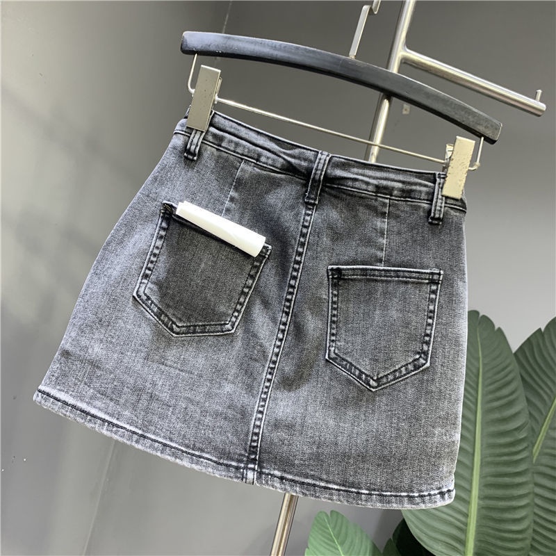 Jiashucheng Quần Yếm Giả Hai Mảnh Dáng Chữ A Giả Váy Denim Có Túi Chống Lộ Hàng Mùa Hè Co Giãn Phong Cách Nóng Bỏng Cho Nữ