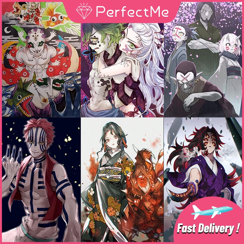Tranh Đính Đá 5D Tự Làm Hình Anime Demon Slayer 30x40cm Trang Trí Tường Nhà