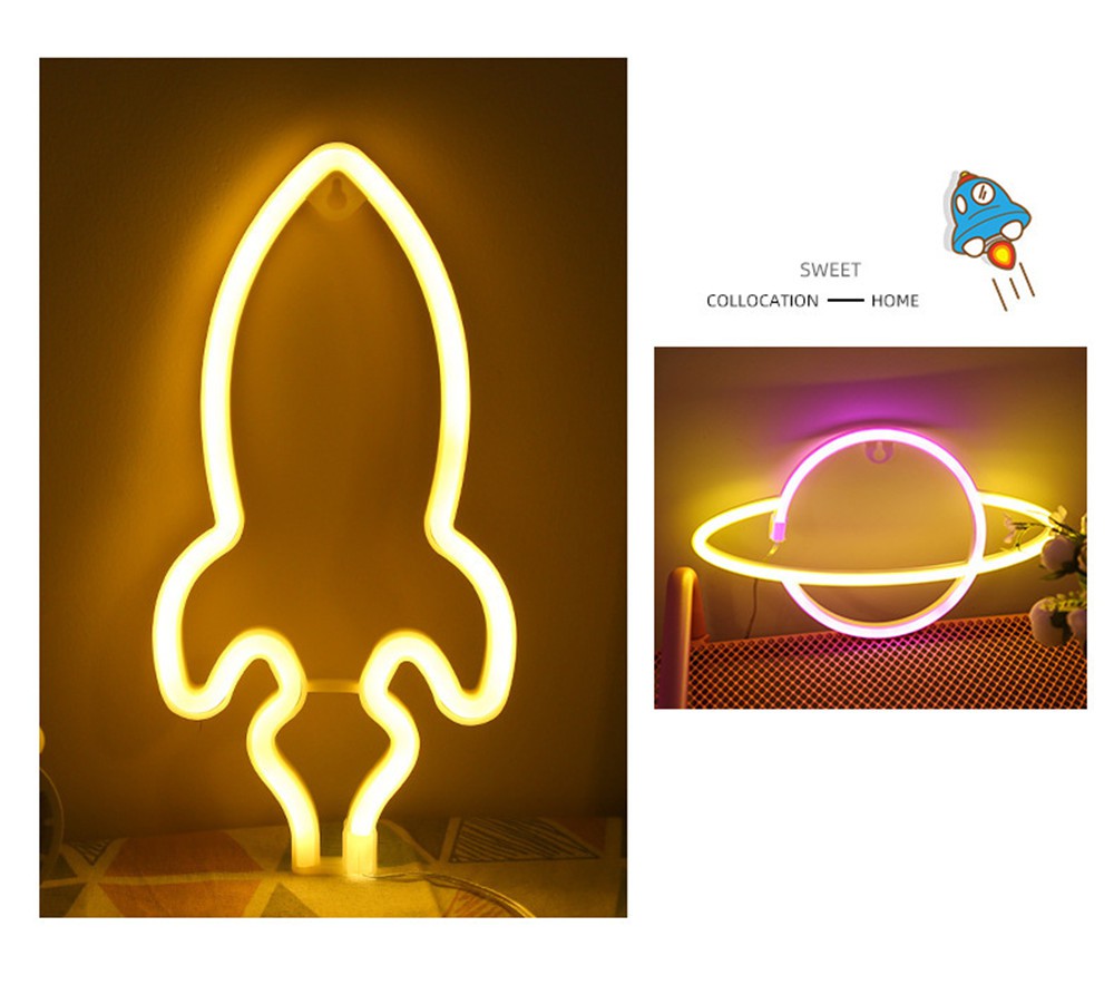 INS planet neon light universe modeling light bedroom decoration LED decorative night light  LED Hanging Neon Lights Planet Night Lamp For Room Wall Kids Bedroom Birthday Party Bar Beaches Wedding Décor Children Sign Neon Powered Lamp Room Light