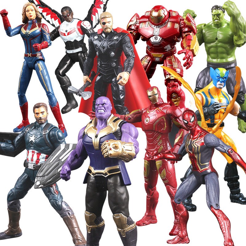 Tượng mô hình đồ chơi hình các nhân vật Marvel The Avengers Marvel Captain Spider-Man Iron Man chạy