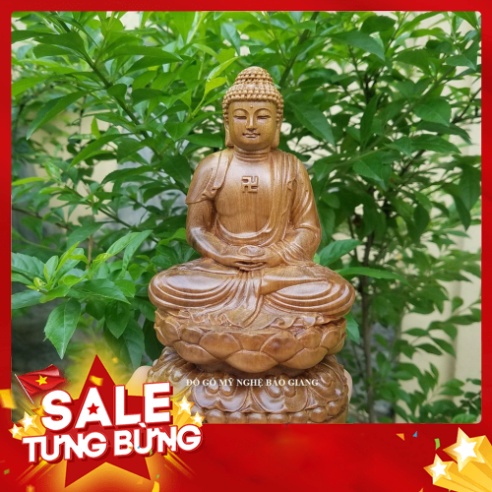 Tượng phật a di đà bằng gỗ cao 20 cm