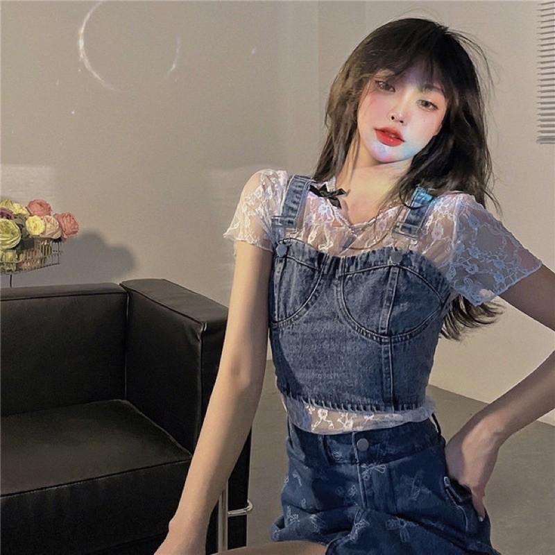 (Order) Áo 2 dây jeans bò ulzzang 2021 sexy