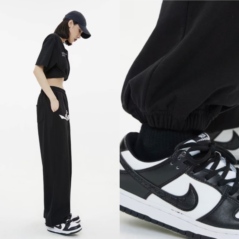 Quần Dài Ống Rộng Lưng Thun Rút Dây In Chữ Phong Cách Hàn Quốc Thời Trang Cho Nam Và Nữ